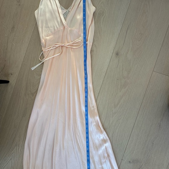 1930s antique silk slip dress nightgown vintage pink peach lace hand sewn - Picture 8 of 8